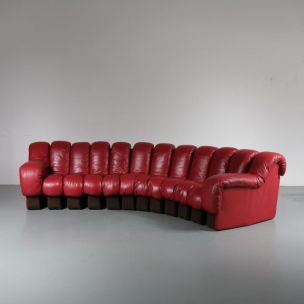Canapé vintage De Sede DS-600 en cuir rouge 1960