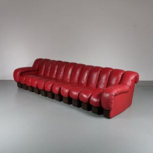 Canapé vintage De Sede DS-600 en cuir rouge 1960