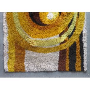 Tapis vintage en laine jaune 1970