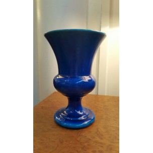 Vaso de cerâmica azul vintage de Pol Chambost, 1970