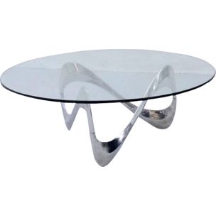 Vintage Snake coffee table for Ronald Schmitt in glass and aluminium