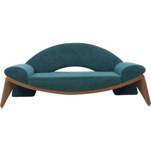 Vintage 3-seater sofa in green polyester 1980