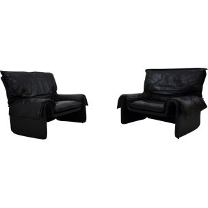 Vintage armchair by De Sede model DS 2011 in black leather 1980
