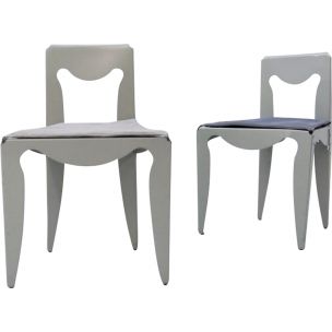 Vintage Liberta chair for Meritalia in grey fabric and aluminium 1980