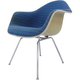 Vintage Diamond armchair for Miller in fibreglass and turquoise fabric 1970