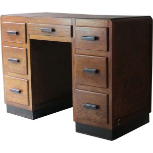 Petit bureau vintage anglais en bois de chêne 1930