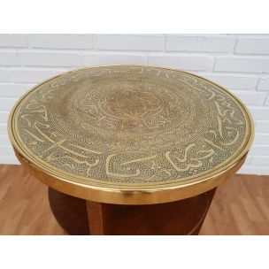 Vintage sidetable in oak wood copper top 1950s