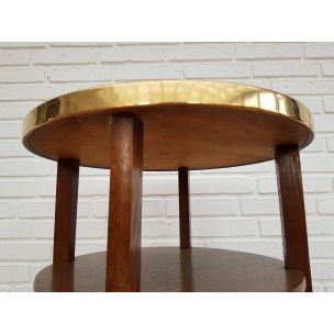 Vintage sidetable in oak wood copper top 1950s