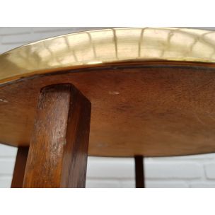 Vintage sidetable in oak wood copper top 1950s