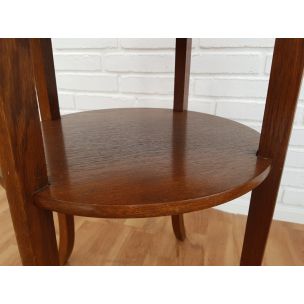 Vintage sidetable in oak wood copper top 1950s