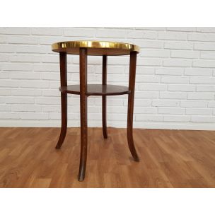 Vintage sidetable in oak wood copper top 1950s