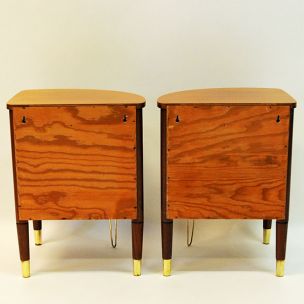 Pair of vintage roundshaped tables in mahogany 1950s