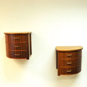 Pair of vintage roundshaped tables in mahogany 1950s