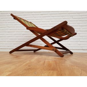 Vintage teca dinamarquesa e cadeira de tecido, 1960