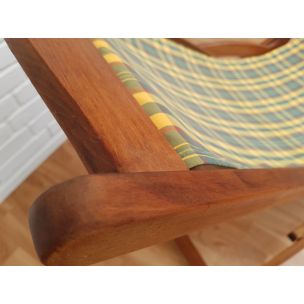 Vintage Danish deckchair in teak and fabric, 1960s