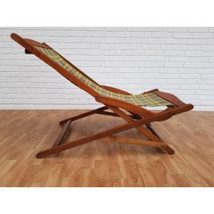 Silla danesa vintage de teca y tela, 1960