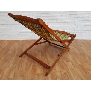 Vintage Danish deckchair in teak and fabric, 1960s