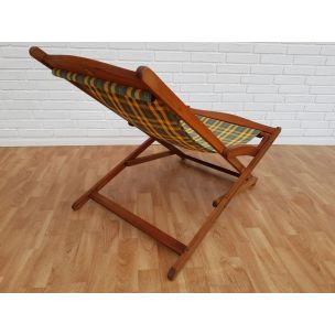 Vintage Deense stoel van teakhout en stof, 1960