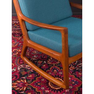 Vintage Senator rocking chair for Cado in blue polyester and teak 1960s