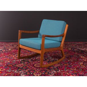 Vintage Senator rocking chair for Cado in blue polyester and teak 1960s