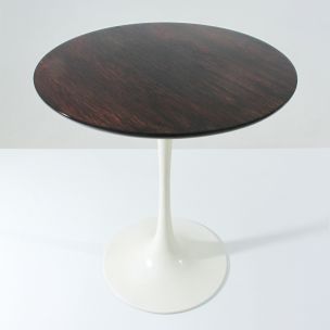 Vintage round woodden top tulip coffee table by Arkana 1960s