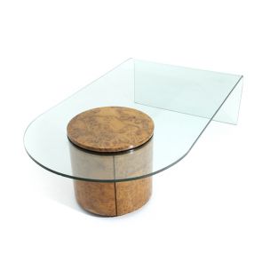 Vintage coffee table for Fratelli Longhi in wood and glass coffee table with bar 1990s