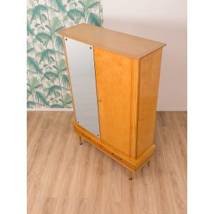 Vintage german wardrobe in birchwood and glass 1950s