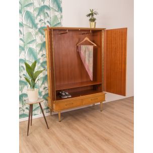 Vintage german wardrobe in birchwood and glass 1950s