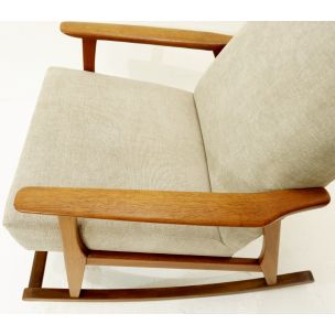 Danish vintage rocking chair in teak and fabric 1960
