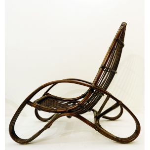 Paire de chaises longues vintage en rotin 1960