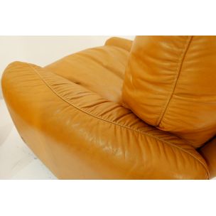 Pair of vintage armchairs for Busnelli in cognac leather 1970