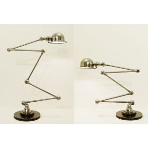 Paire de lampes vintage pour Jieldé en acier gris 1950