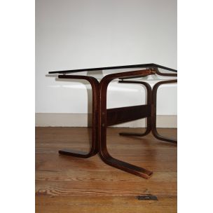 Vintage Siesta coffee table for Westnofa in glass and beech 1960