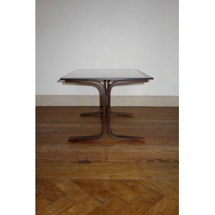 Vintage Siesta coffee table for Westnofa in glass and beech 1960