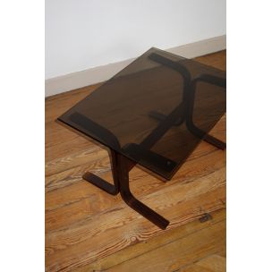 Vintage Siesta coffee table for Westnofa in glass and beech 1960