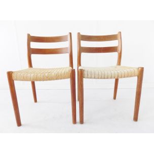 Pair of vintage chairs by Niels Möller model 84 Denmark