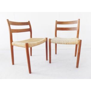 Pair of vintage chairs by Niels Möller model 84 Denmark