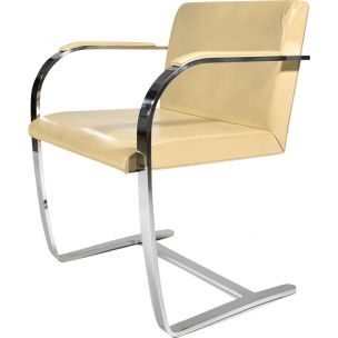 Vintage chair in beige leather and metal 1930