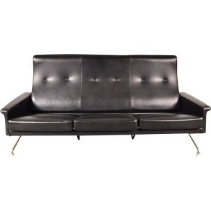 Vintage sofa for Beaufort in black leatherette 1960s