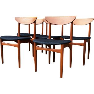 Série de 5 chaises vintage scandinaves en teck 1960