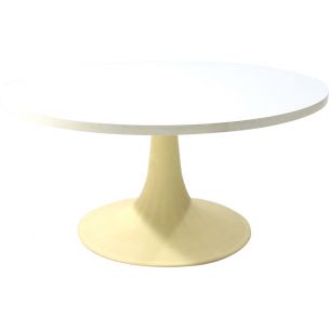 Round vintage tulip coffee table in wood and laminate by Grosfillex, 1960