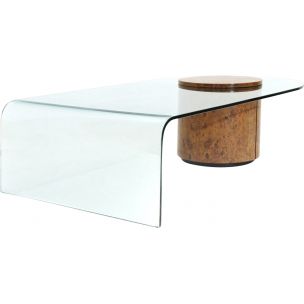 Vintage coffee table for Fratelli Longhi in wood and glass coffee table with bar 1990s