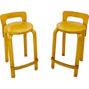 Pair of vintage K65 stools by Arteke in birch plywood 1960