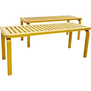 Pair of vintage 153 benches for Artek in birch 1940