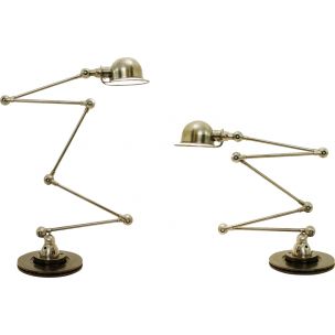 Paire de lampes vintage pour Jieldé en acier gris 1950