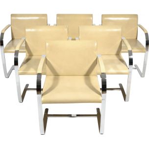 Set of 6 vintage chairs for Tugendhat in beige leather 1930