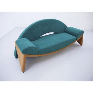 Vintage 3-seater sofa in green polyester 1980