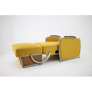 Vintage armchair extendable yellow Czechoslovakia 1950s