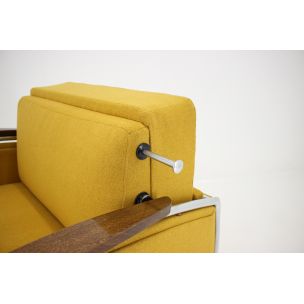 Vintage armchair extendable yellow Czechoslovakia 1950s