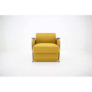 Vintage armchair extendable yellow Czechoslovakia 1950s